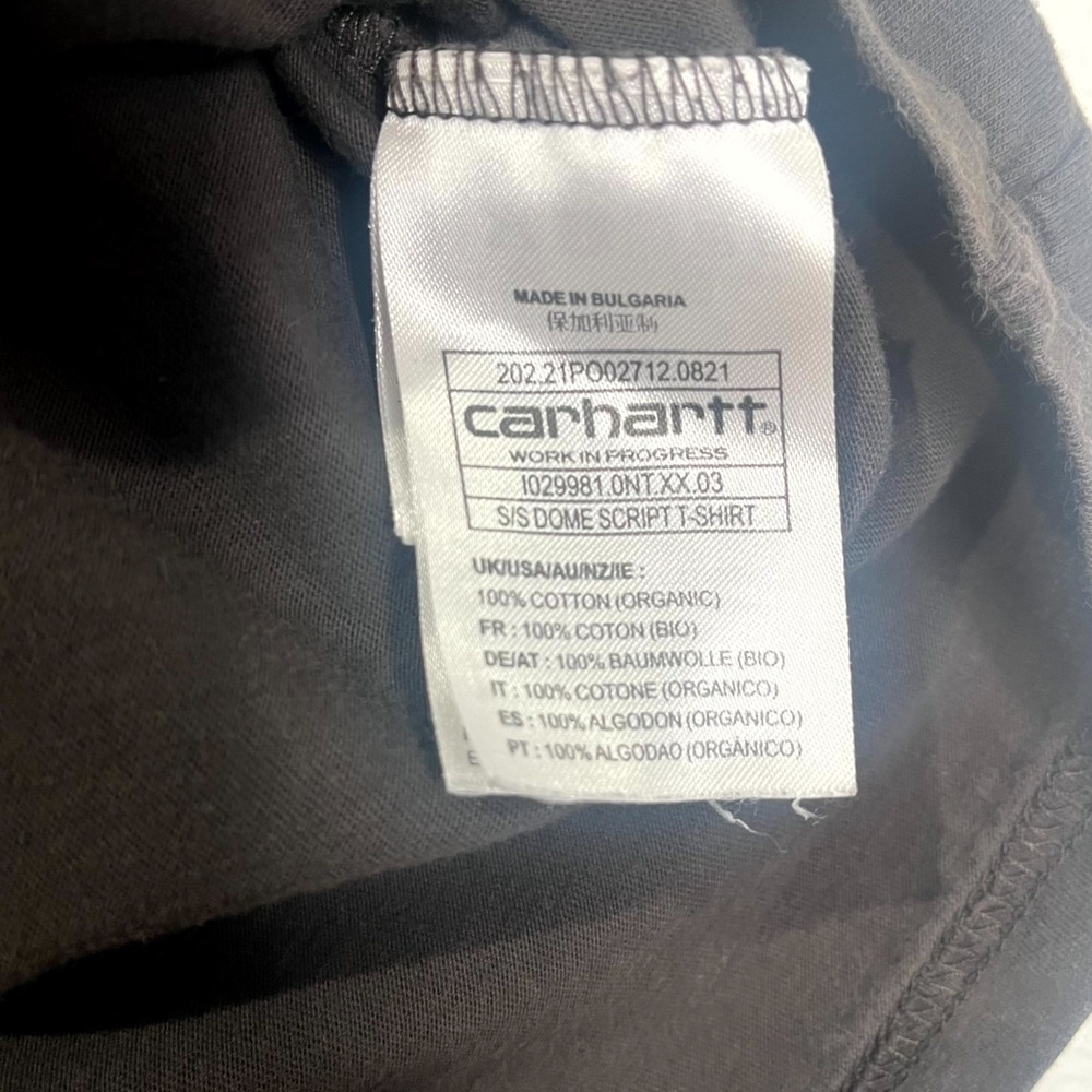 Carhartt WIP Dome Script T Shirt Mens Large Black Spell Out Graphic Print Cotton - Picture 6 of 11